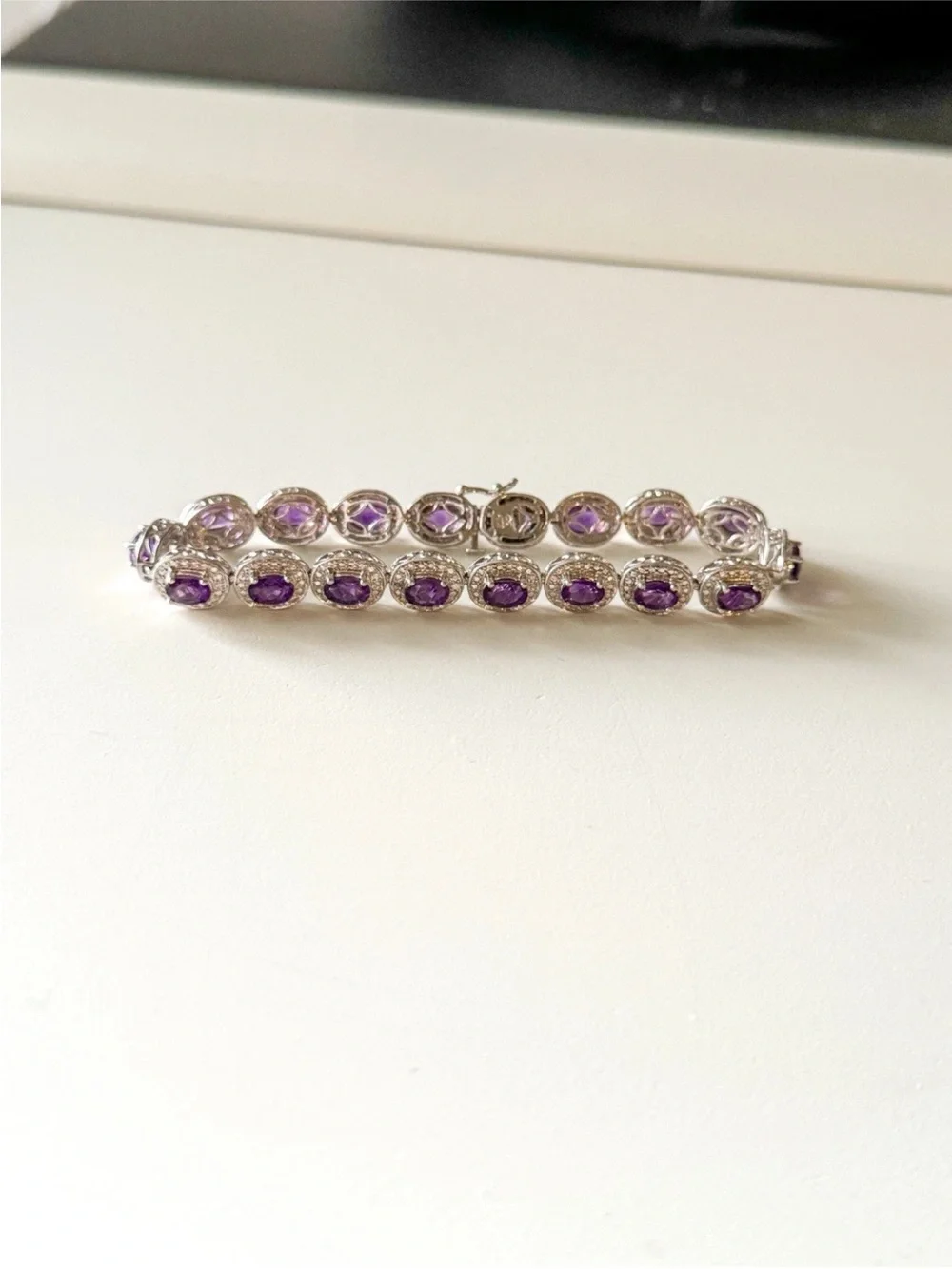 925  Silver Amethyst Tennis Bracelet - Purple